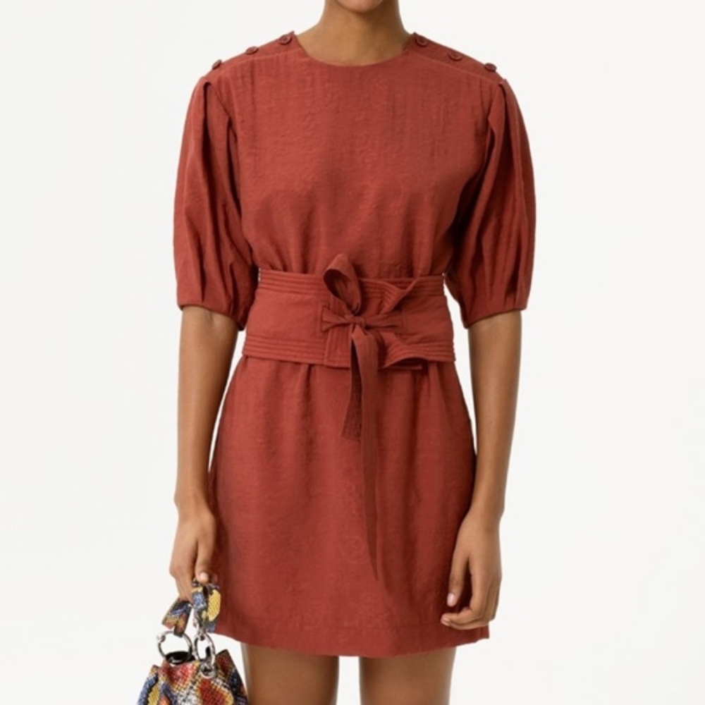 Rebecca Minkoff Juno Dress Burnt Henna 356 - Picture 1 of 5